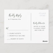 水彩ほこりっぽいブルーフローラ結婚式RSVP ポストカード (裏面)