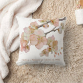 水彩ほこりっぽい柔らかいオレンジ色のピンクの木の花 クッション (ブランケット)