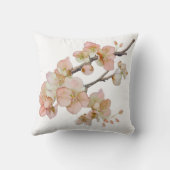 水彩ほこりっぽい柔らかいオレンジ色のピンクの木の花 クッション (裏面)