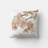 水彩ほこりっぽい柔らかいオレンジ色のピンクの木の花 クッション (正面)