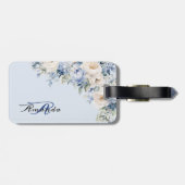 水彩ほこりっぽい青いアイボリー花 ラゲッジタグ (裏面横)