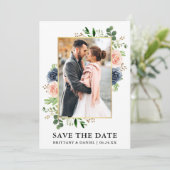 水彩ほこりっぽい青いバラ日付カードを保存 セーブザデート (スタンド正面)