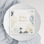 水彩ほこりっぽい青いフローラの赤ちゃんシャワー スタンダードカクテルナプキン