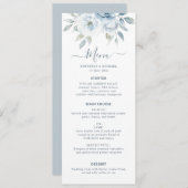 水彩ほこりっぽい青い花の結婚式 メニュー (正面/裏面)