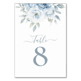 水彩ほこりっぽい青い花の表の番号 テーブルナンバー