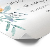 水彩ほこりっぽい青い花シルバー結婚ズ ポスター (角)