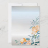 水彩ほこりっぽい青い花ワイングラス銀 招待状 (裏面)