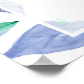 水彩ほこりっぽい青い葉緑の葉結婚の ポスター (角)