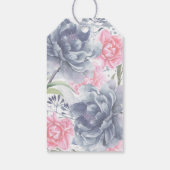 水彩ほこりっぽい青とピンクの結婚花 ギフトタグ (裏面)