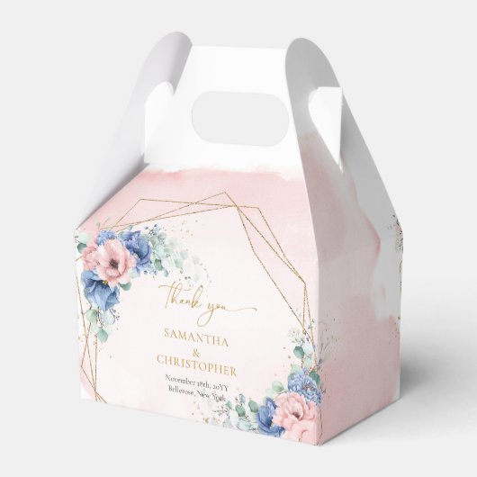 水彩ほこりっぽい青と赤面の花ユーカリ フェイバーボックス (裏面サイド)