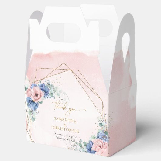 水彩ほこりっぽい青と赤面の花ユーカリ フェイバーボックス (オープン)