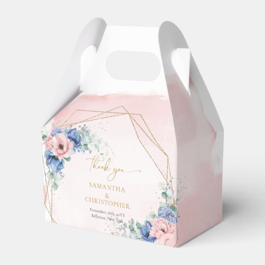 水彩ほこりっぽい青と赤面の花ユーカリ フェイバーボックス (正面サイド)