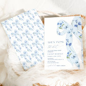水彩ほこりっぽい青ノットの結び付けブライダルシャワー 招待状