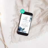 水彩ほこりっぽい青フローラ冬の赤ちゃんシャワー 招待状