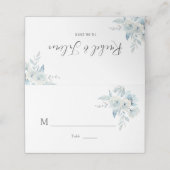 水彩ほこりっぽい青フローラ結婚ズ プレイスカード (外部開封)
