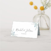 水彩ほこりっぽい青フローラ結婚ズ プレイスカード (裏面)