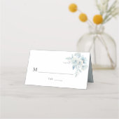 水彩ほこりっぽい青フローラ結婚ズ プレイスカード (正面)