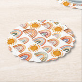 水彩ぼお洒落ほ虹と太陽  ペーパーコースター (アングル)