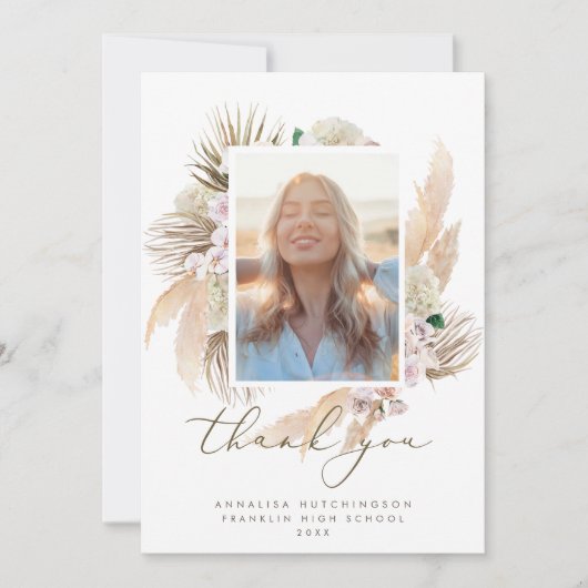 水彩ぼほ写真卒業ありがとう サンキューカード (正面)