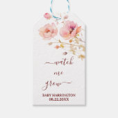水彩ぼほ赤面ピンク野草赤ちゃんシャワー ギフトタグ (正面)