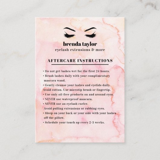 水彩まつ毛ブラウバーアフターケアの手順 名刺 (正面)