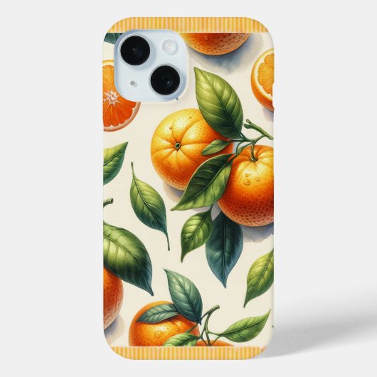 水彩みかんオレンジの葉の結婚式 Case-Mate iPhoneケース (裏面)