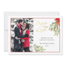 水彩もみの木のホリデー フォト カード