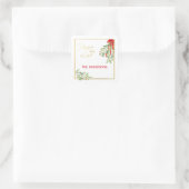 水彩もみの木 & ゴールド | ホリデー スクエアシール (バッグ)