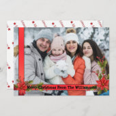 水彩もみの木 赤いリボン フレーム クリスマス (正面/裏面)