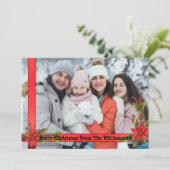 水彩もみの木 赤いリボン フレーム クリスマス (スタンド正面)