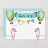 水彩らまあ ホットエアバルーン ありがとうカード サンキューカード (正面/裏面)
