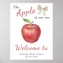 水彩りんごウェルカムベビーシャワーパーティー ポスター