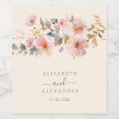 水彩りんごエレガント秋の結婚式 ワインラベル (シングルラベル)