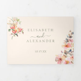 水彩りんごエレガント秋の結婚式 三つ折り案内状