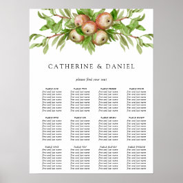 水彩りんご結婚の座席表 ポスター