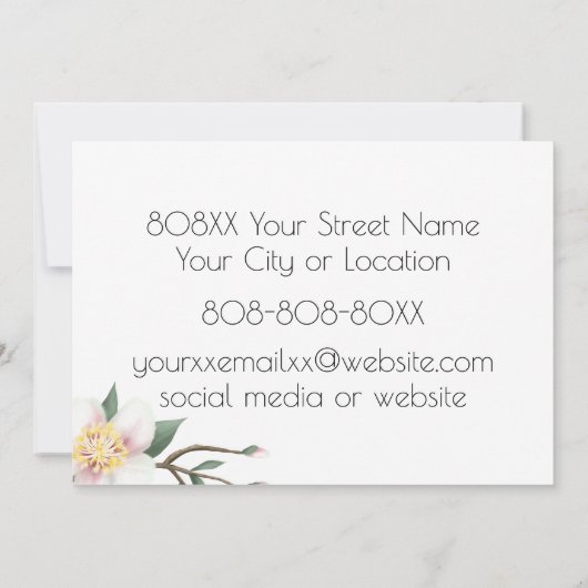 水彩りんご花 招待状 (裏面)