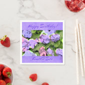 水彩ろうけつ染めアジサイパーソナライズされた スタンダードカクテルナプキン (インサイチュ)