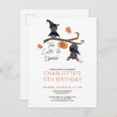 水彩をスプックするには可愛すぎるこうもり子供の誕生日 インビテーションポストカード (正面/裏面)