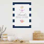 水彩をテーマ航海のにしたフローラブライダルシャワー ポスター (キッチン)