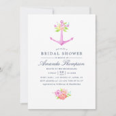 水彩をテーマ航海のにしたフローラブライダルシャワー 招待状 (正面)