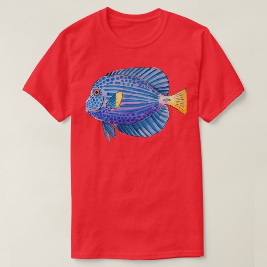 水彩を使った紫色の唐魚 Tシャツ (デザイン正面)