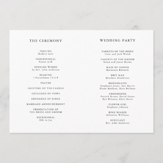 水彩アイコンウェディングデイタイムライン&セレモニー プログラム (裏面)