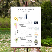 水彩アイコン結婚式当日タイムライン看板 ポスター