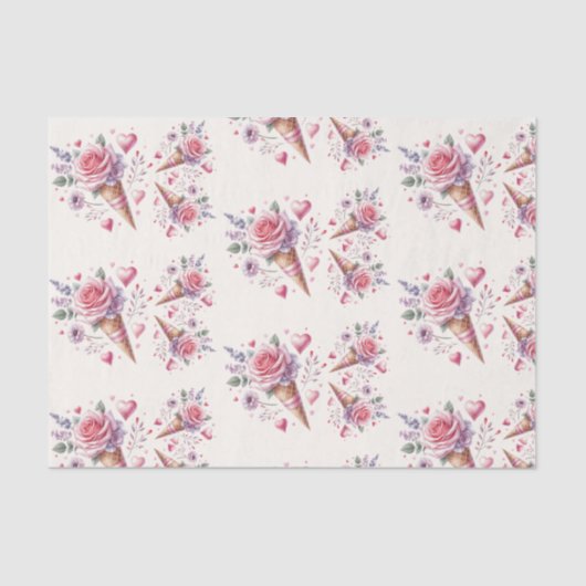 水彩アイスクリームのラッピングペーパーを使ったブライズシャワー 薄葉紙 (正面)