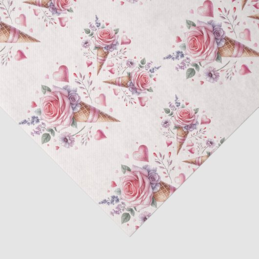 水彩アイスクリームのラッピングペーパーを使ったブライズシャワー 薄葉紙 (詳細)