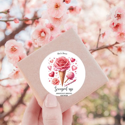 水彩アイスクリームの花嫁シャワー ラウンドシール