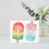 水彩アイスクリームガールズバースデーパーティー 招待状 (スタンド正面)