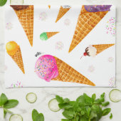 水彩アイスクリームコーン キッチンタオル (折り畳み)