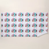 水彩アイスクリームサンデキッズ ビーチタオル (正面)