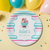 水彩アイスクリームサンデベイビーシャワー ペーパープレート